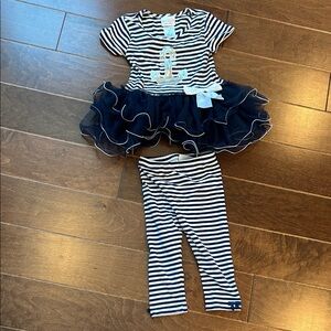 Iris & Ivy Navy and White Striped Top